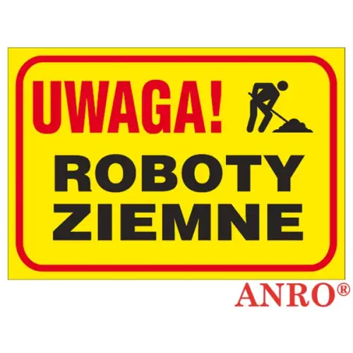 Tablice budowlane „Uwaga! Roboty ziemne” Z-TB20 P 250X350
